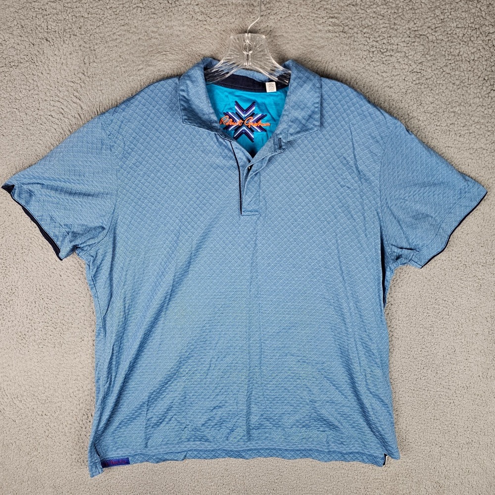 Robert Graham Polo Shirt Mens 2XL Golf Performance‎ Classic Fit High Low Slit
